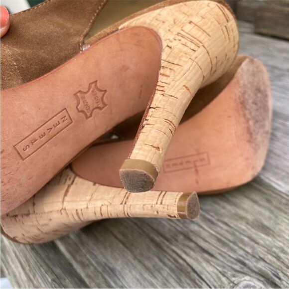 STEVE MADDEN light brown Slingback with cork heels size 7 - Picture 5 of 9